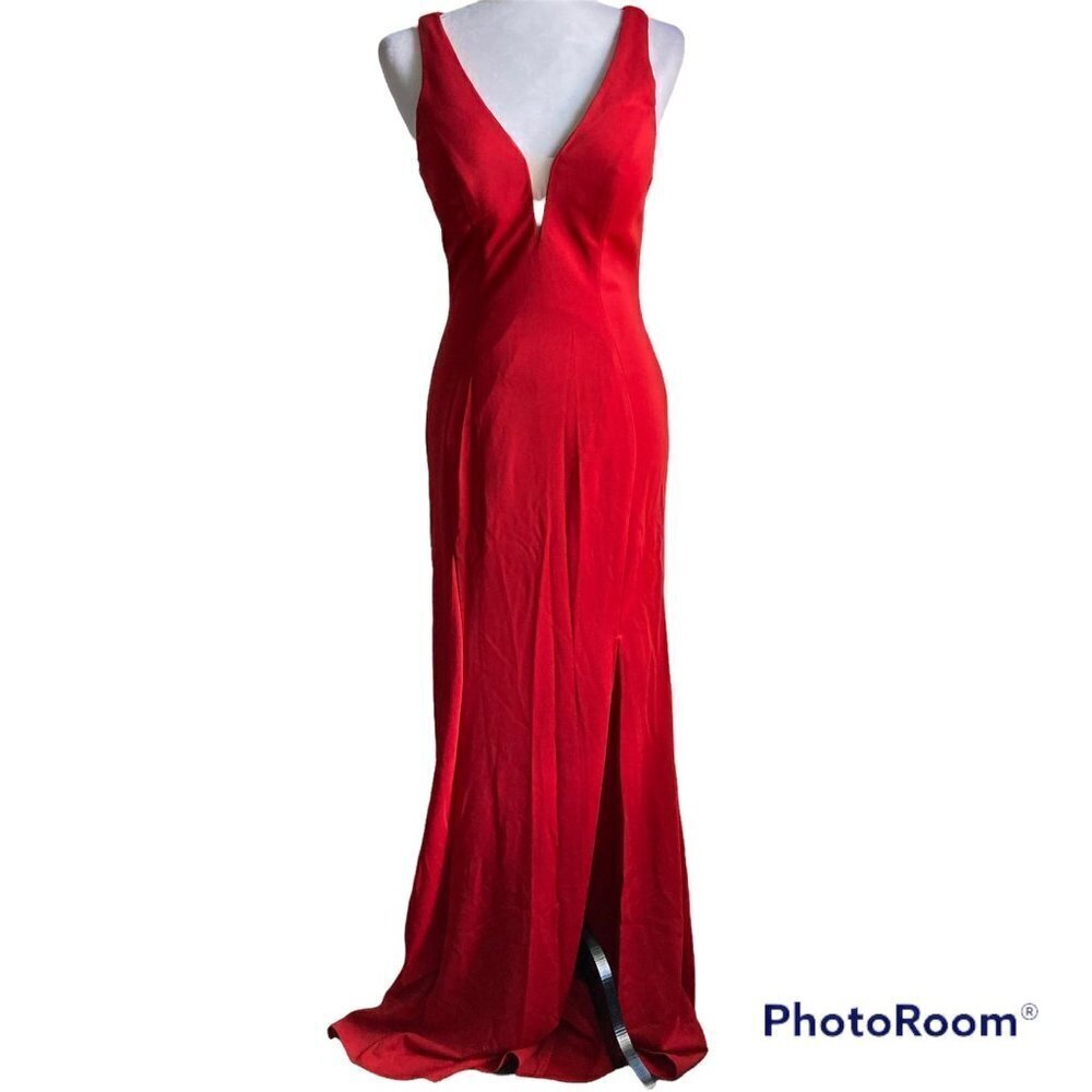 Long Red Open Back Formal Dress US M
